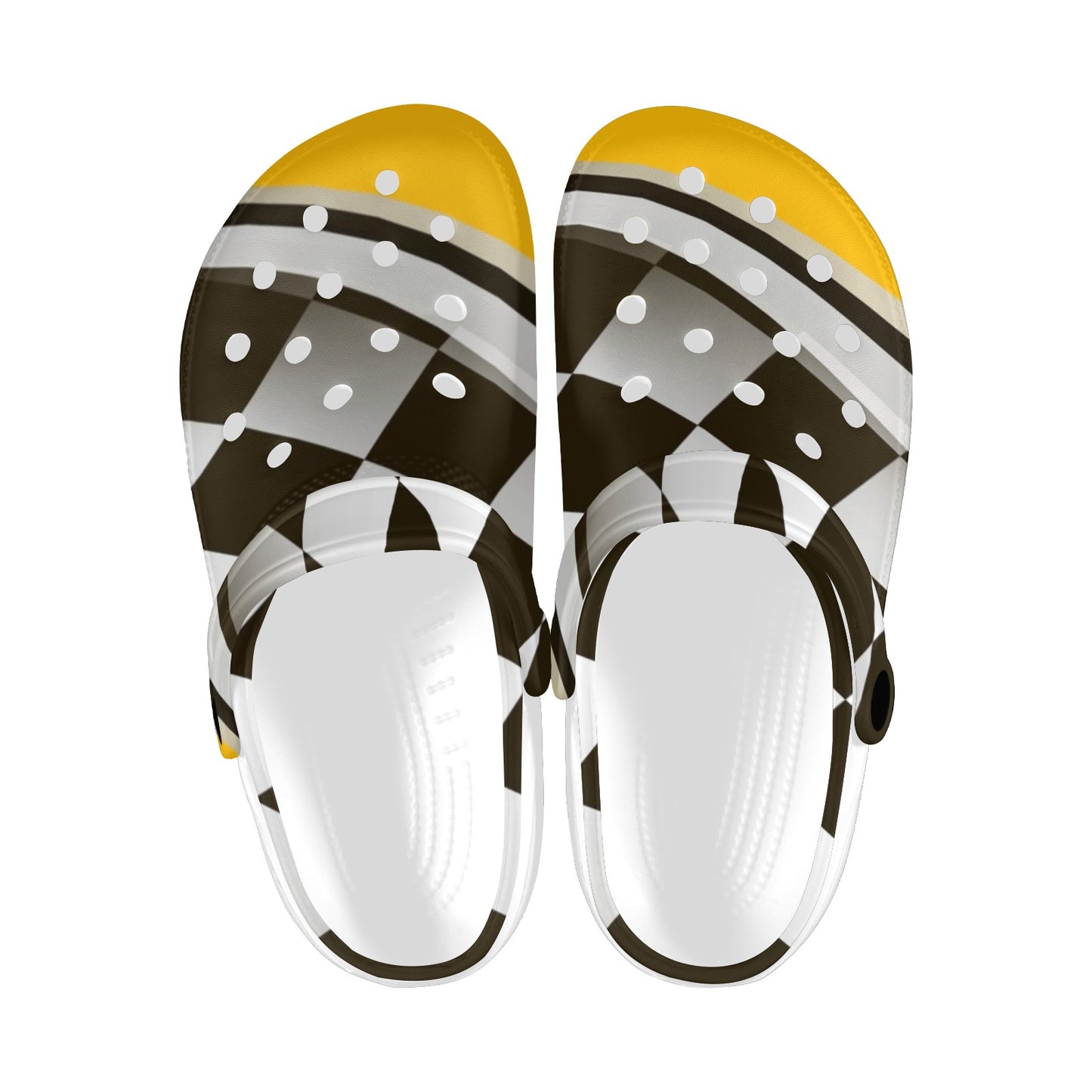 Checkered Flag Racing Style Unisex Clogs Shoes
