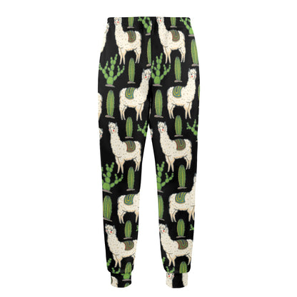 Llama Cactus Pattern Print Design 011 Men's Casual Track Pants