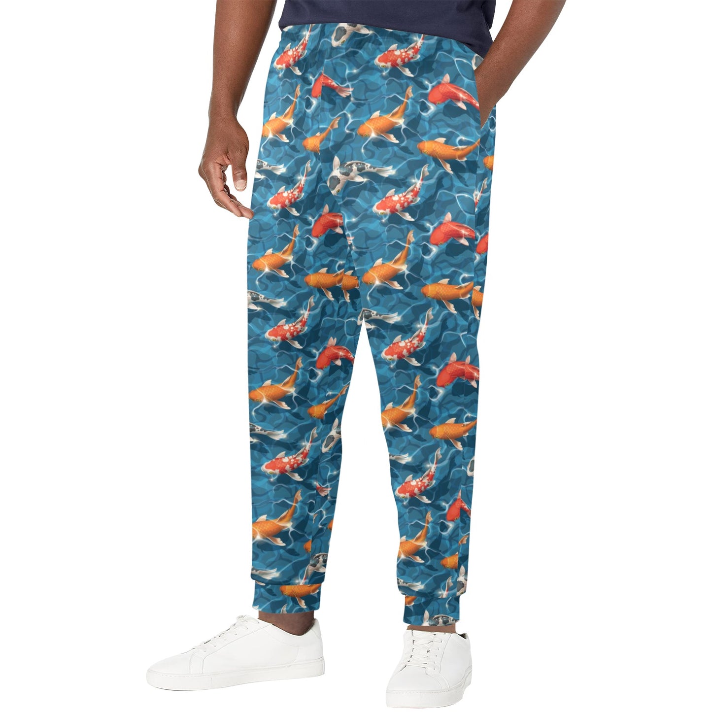Koi Carp Water Design Themed Print Men's Casual Track Pants