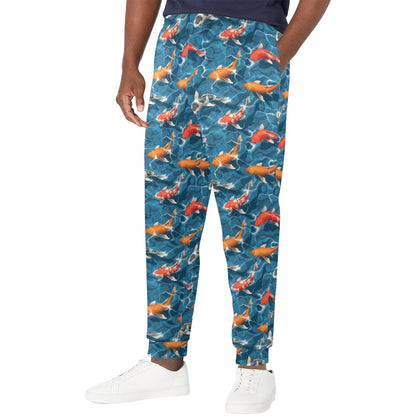 Koi Carp Water Design Themed Print Men's Casual Track Pants