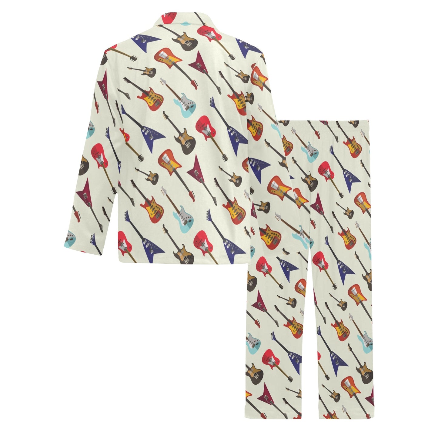 Electric Guitar Print Design LKS404 Men's Long Pajama Set