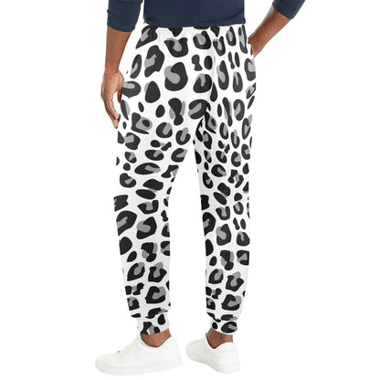 Snow Leopard Skin Print Men's Casual Track Pants