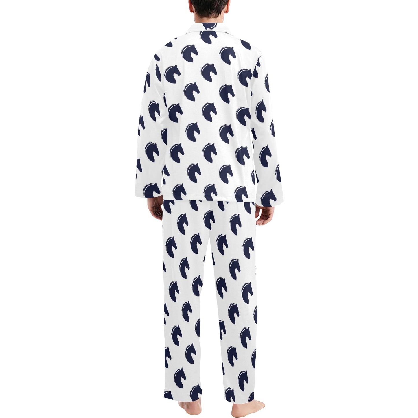 Horse Head Print Design LKS303 Men's Long Pajama Set