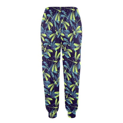 Dragonfly Lime Blue Print Pattern Women's Casual Track Pants