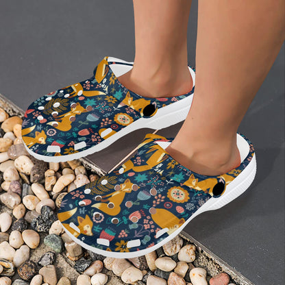 Fox Cute Jungle Print Pattern Unisex Clogs Shoes