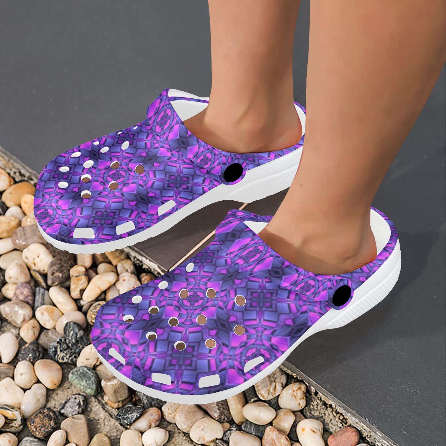 kaleidoscope Pattern Print Design Unisex Clogs Shoes
