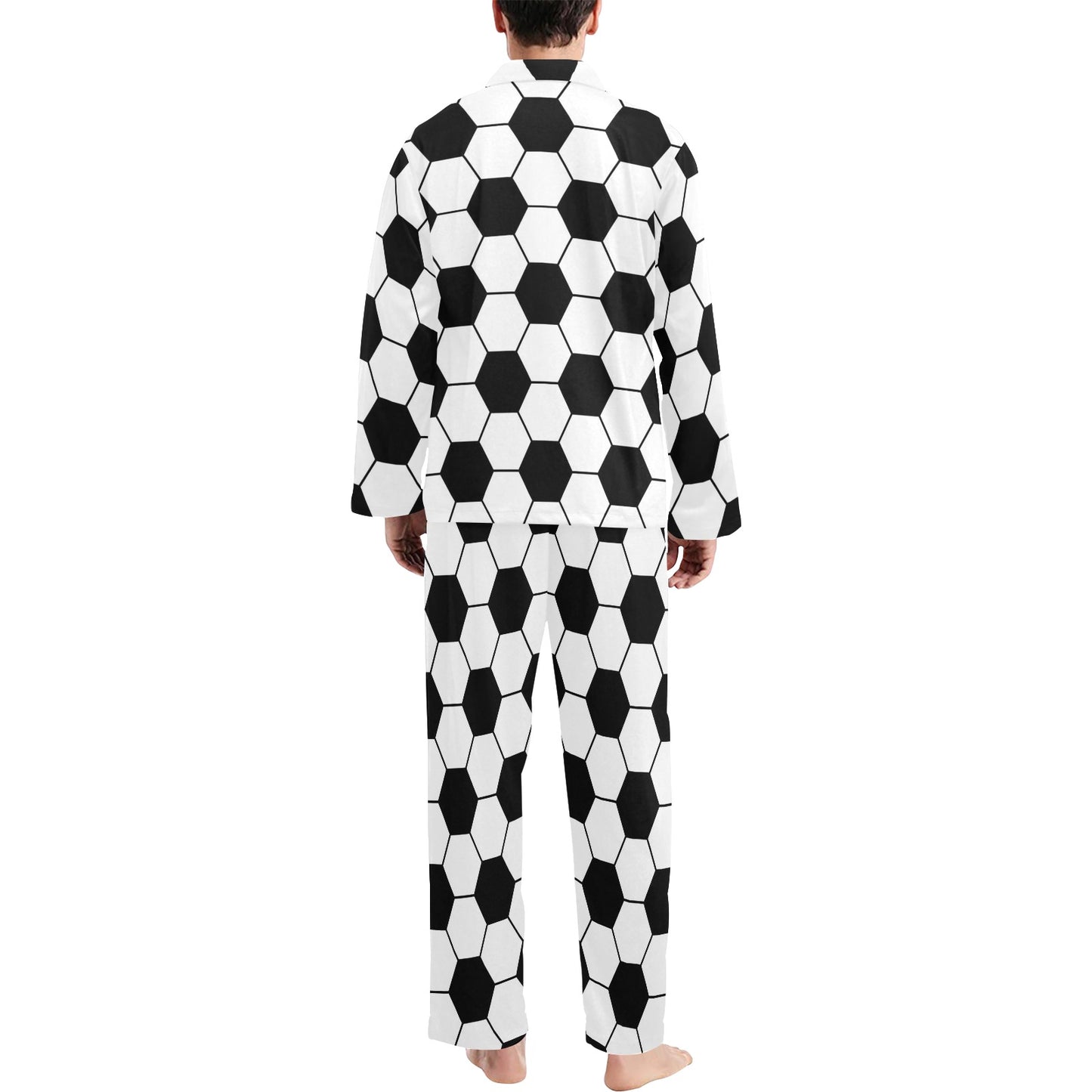 Soccer Ball Texture Print Design LKS303 Men's Long Pajama Set