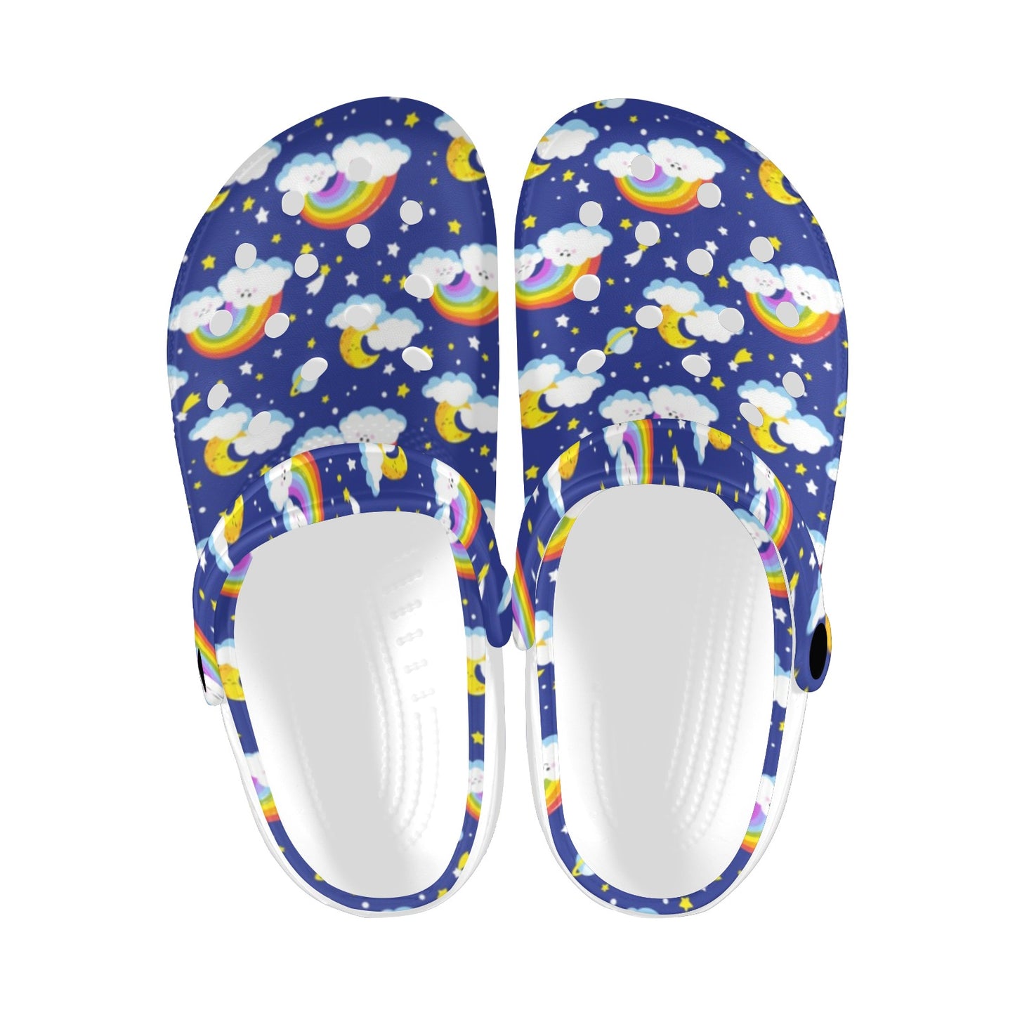 Rainbow Space Design Print Unisex Clogs Shoes