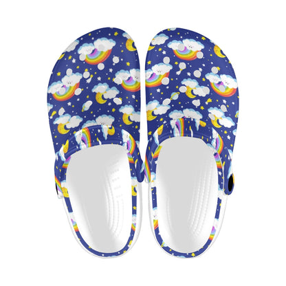 Rainbow Space Design Print Unisex Clogs Shoes