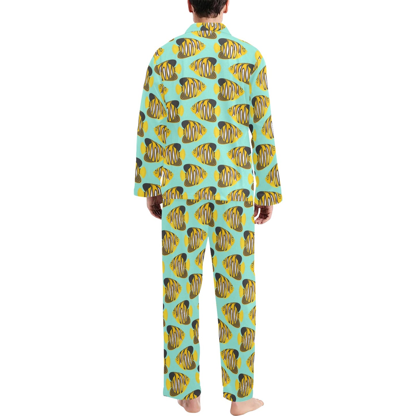 Angelfish Print Design LKS402 Men's Long Pajama Set