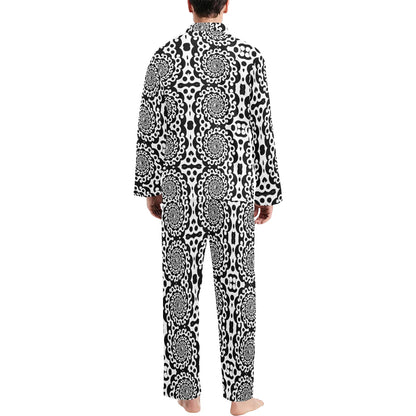 Yin Yang Spiral Design Print Men's Long Pajama Set
