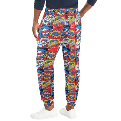 Comic Book Pattern Print Design 03 Men's Casual Track Pants