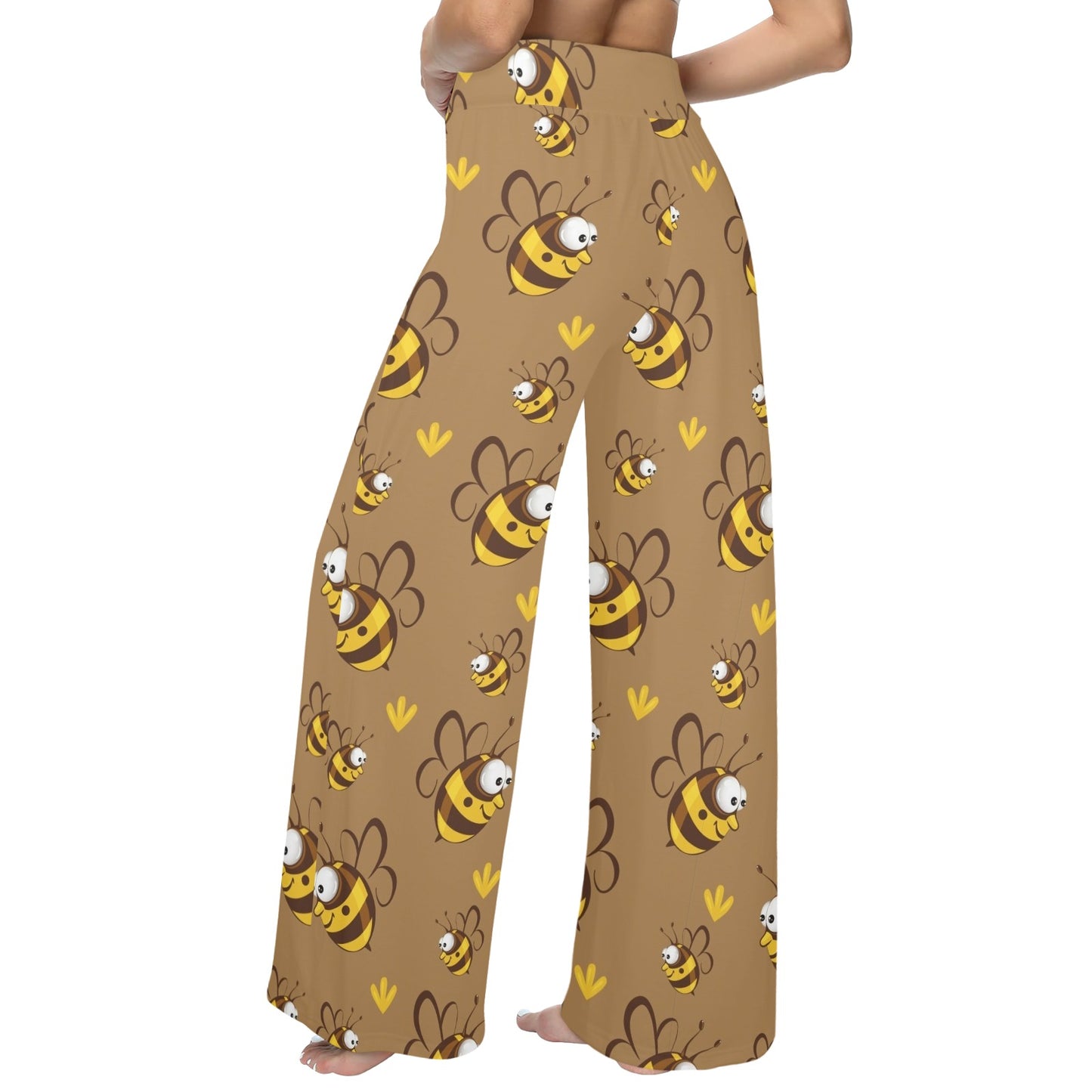 Bee Pattern Print Design BEE09 Women's Wide Leg Lounge Pants