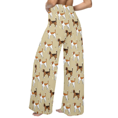 Beagle Pattern Print Design 01 Women's Wide Leg Lounge Pants