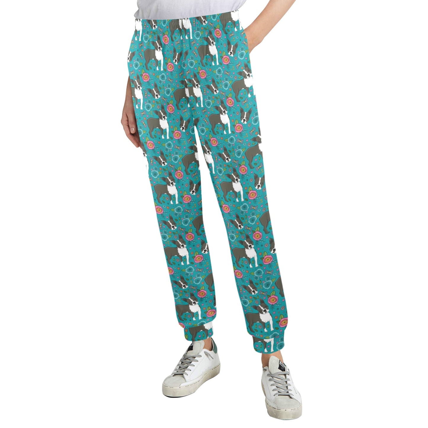 Boston Terrier Pattern Print Design 07 Women's Casual Track Pants