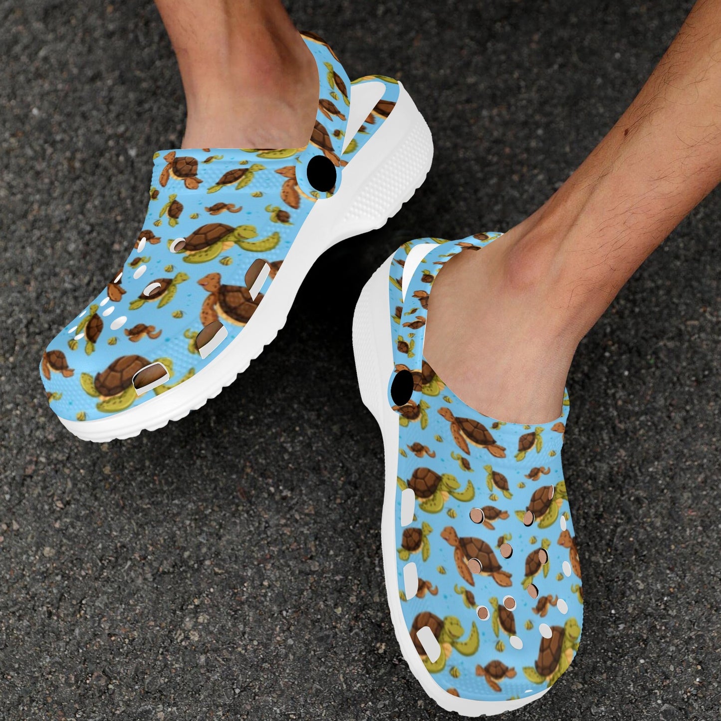 Hello Sea Turtle Print Pattern Unisex Clogs Shoes
