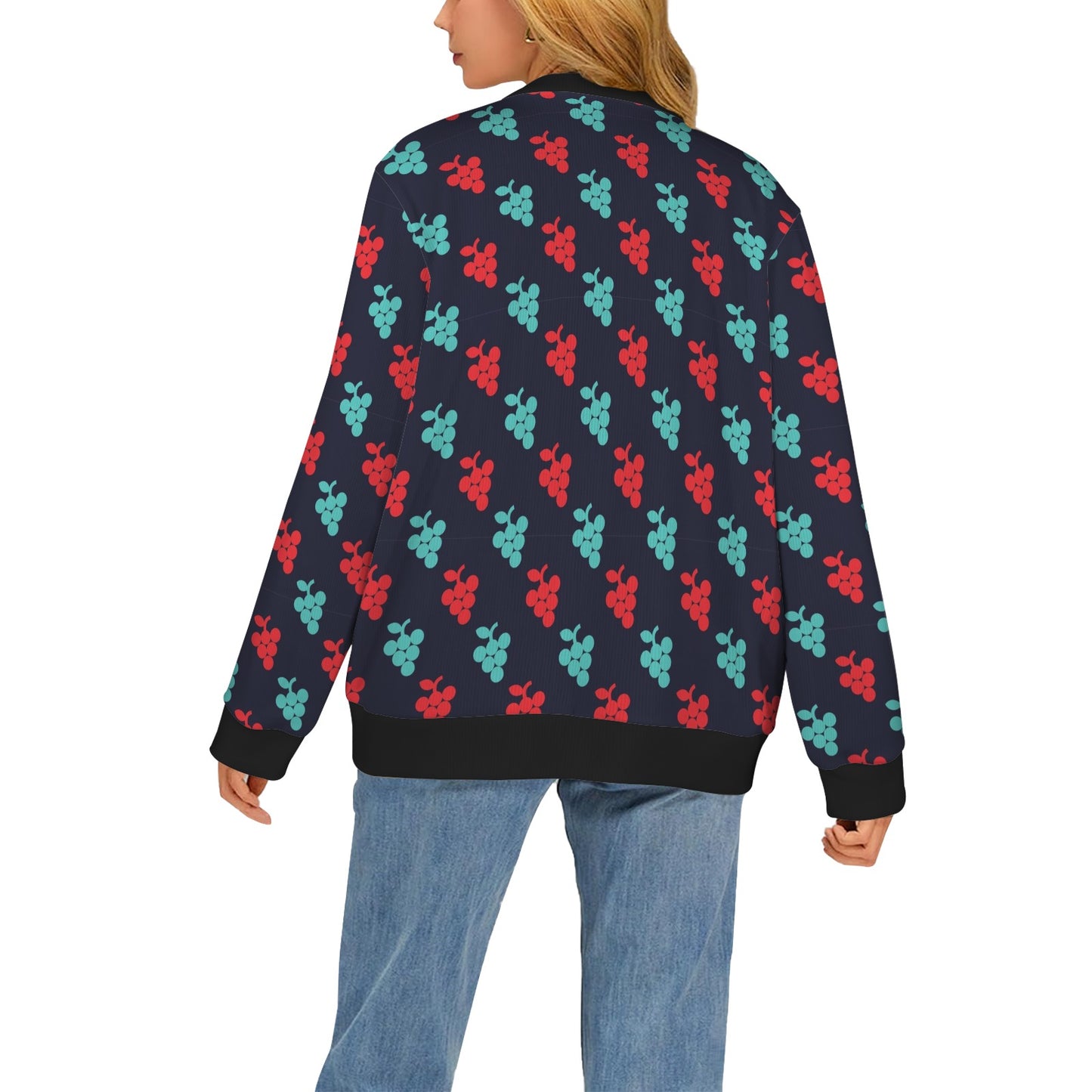 Grape Pattern Print Design GP07 Women's Cardigan