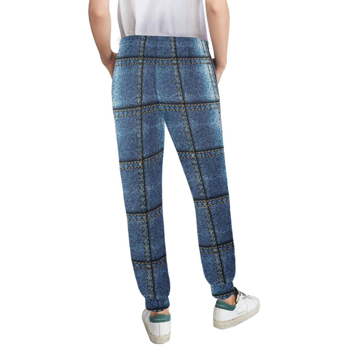 Jean Patchwork Pattern Print Design 02 Women's Casual Track Pants