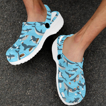 Whale Pattern Design Themed Print Unisex Clogs Shoes