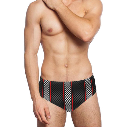 Checkered Flag Red Line Style Men's Swimming Briefs