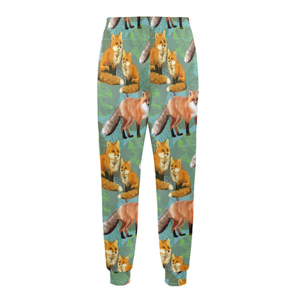 Fox Autumn leaves Themed Men's Casual Track Pants