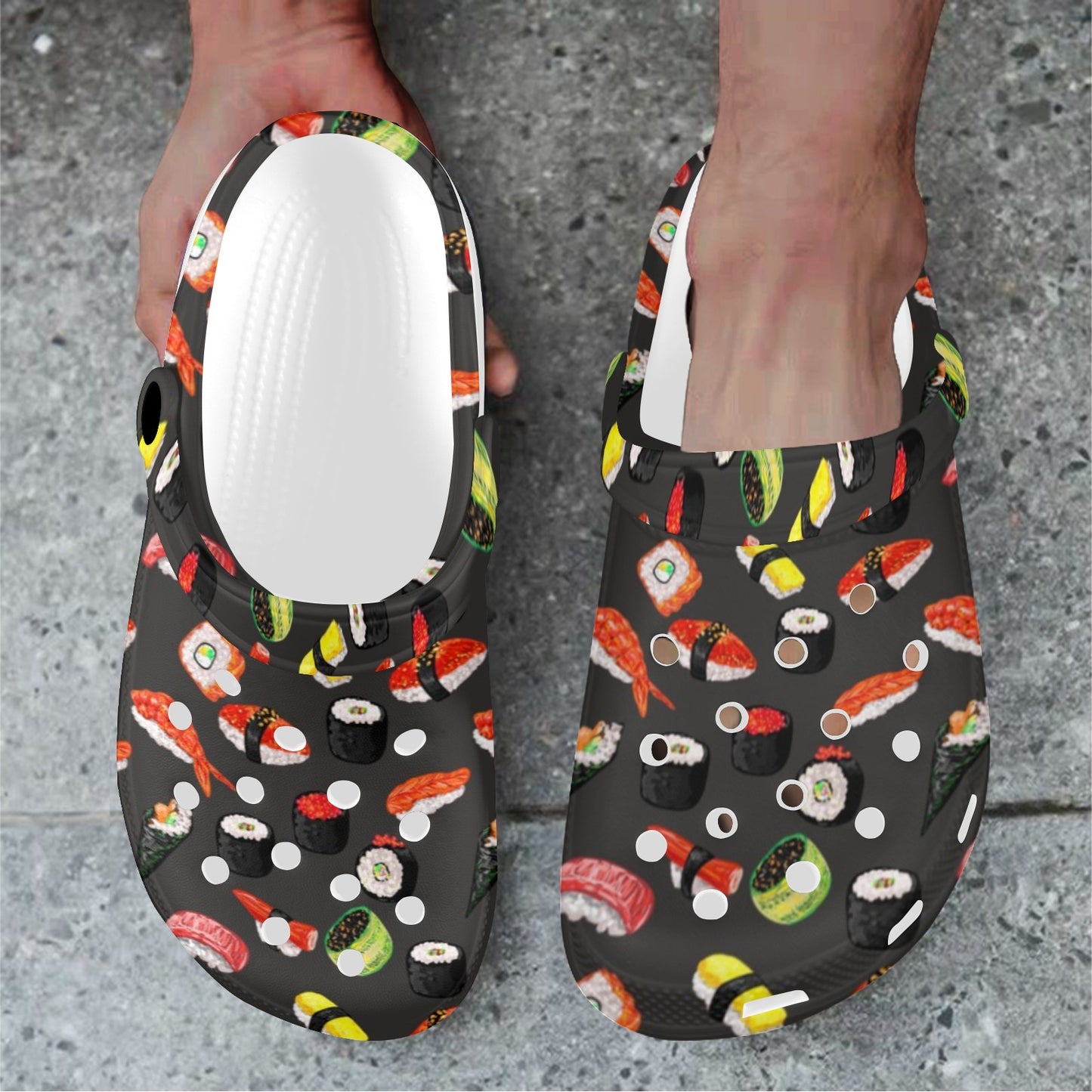 Sushi Design Print Unisex Clogs Shoes