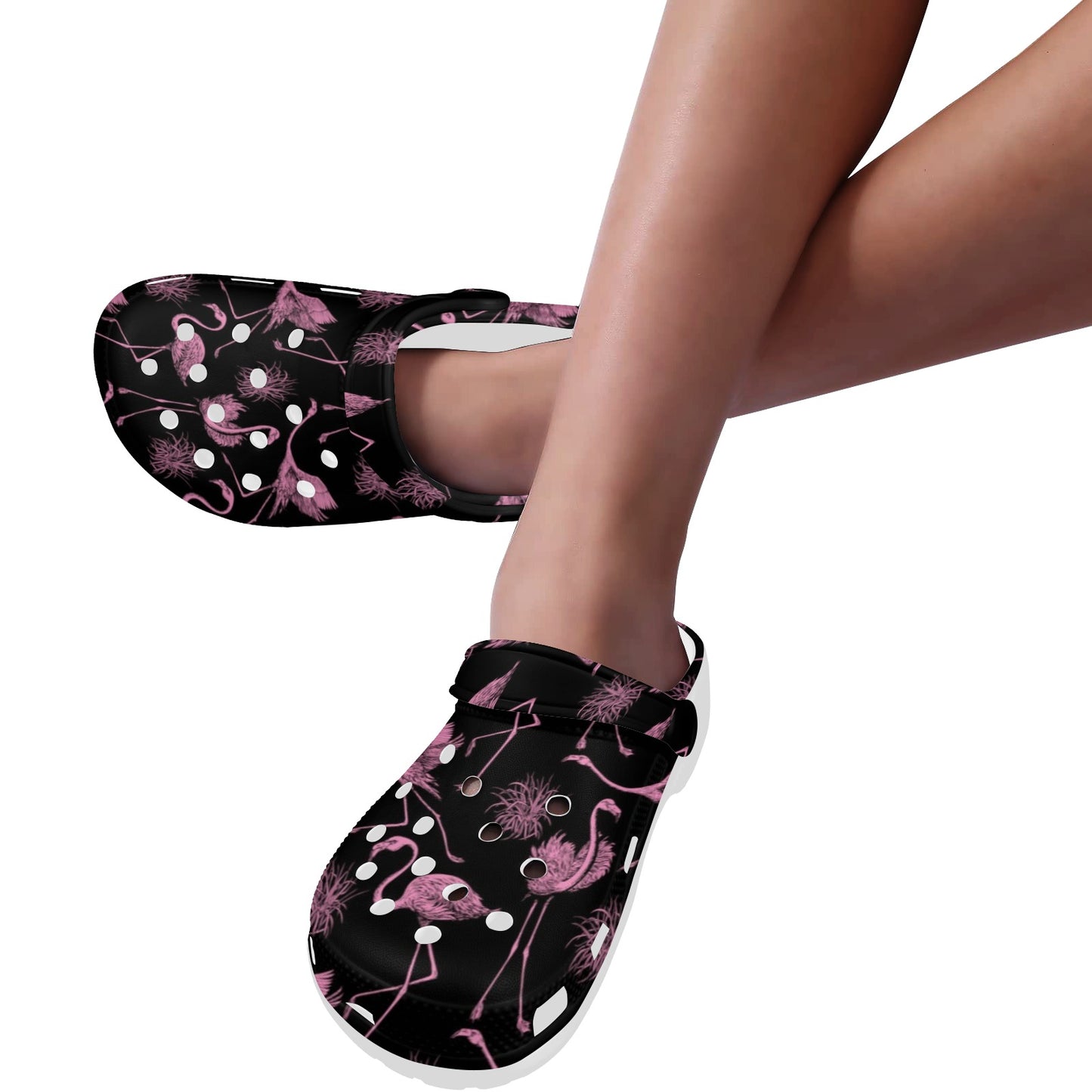 Flamingo Pink Print Pattern Unisex Clogs Shoes