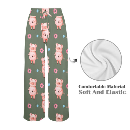 Pig Pattern Print Design 03 Women's Wide Leg Lounge Pants