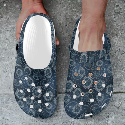 Sun Moon Tattoo Design Themed Print Unisex Clogs Shoes