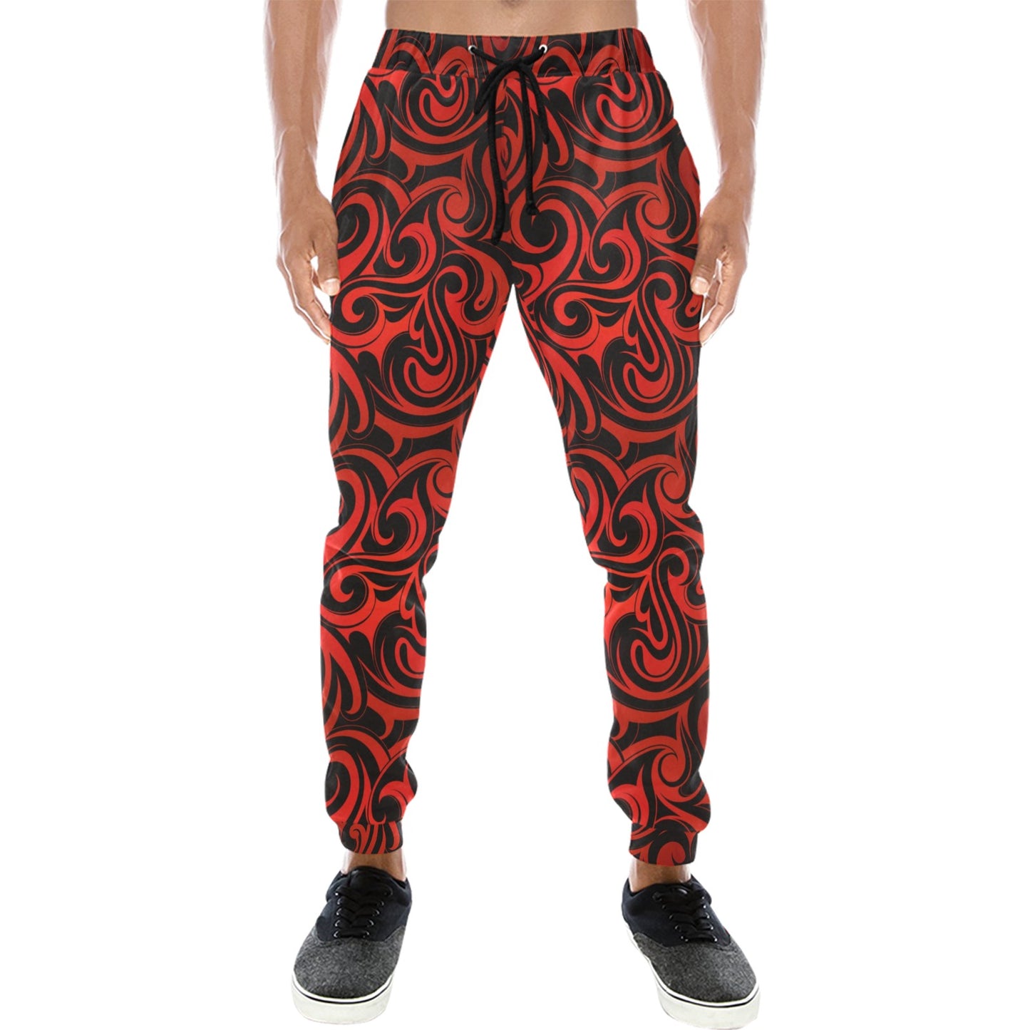 Maori Red Black Themed Design Men's Sweatpants
