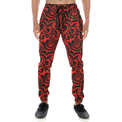 Maori Red Black Themed Design Men's Sweatpants