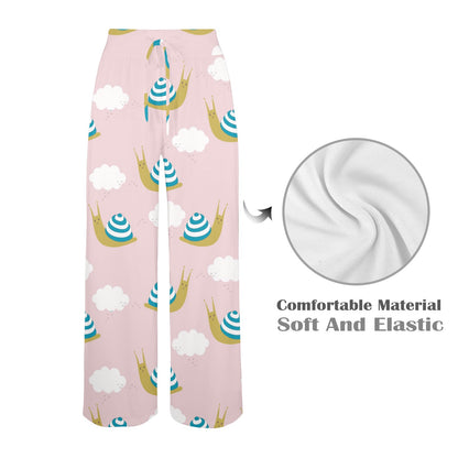 Snail Pattern Print Design 02 Women's Wide Leg Lounge Pants