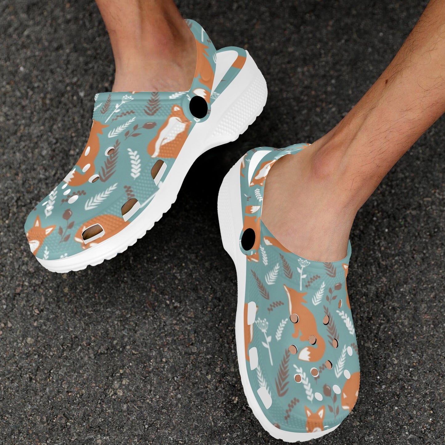 Fox Forest Print Pattern Unisex Clogs Shoes