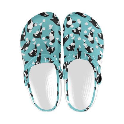 Whale Action Design Themed Print Unisex Clogs Shoes