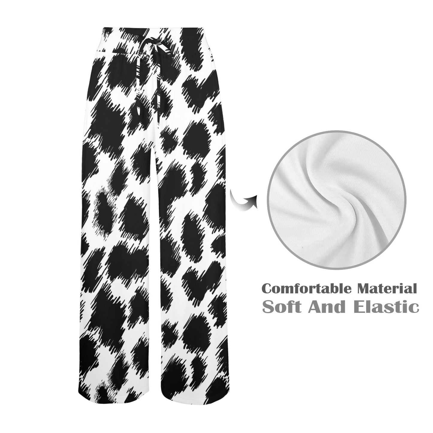 Cheetah Black Print Pattern Women's Wide Leg Lounge Pants