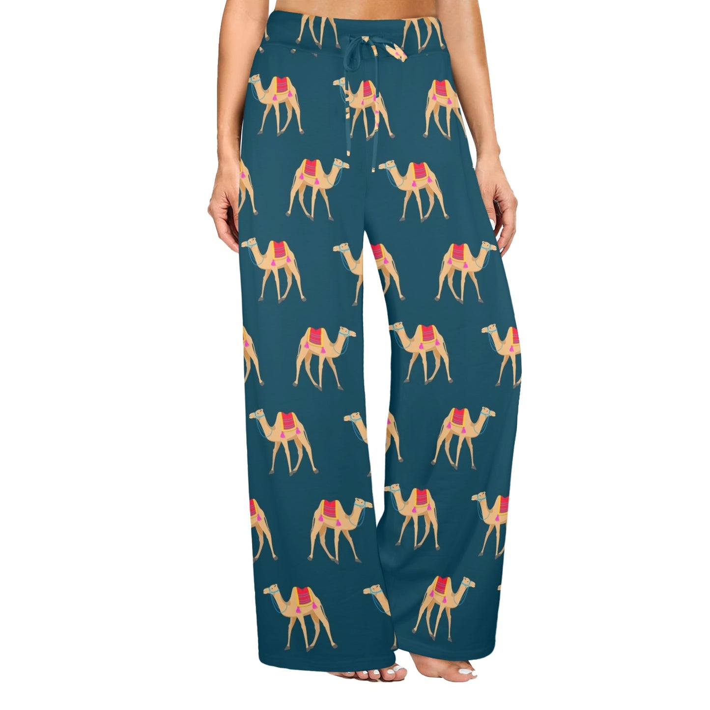 Camel Design Print Pattern JJ023 Women's Wide Leg Lounge Pants