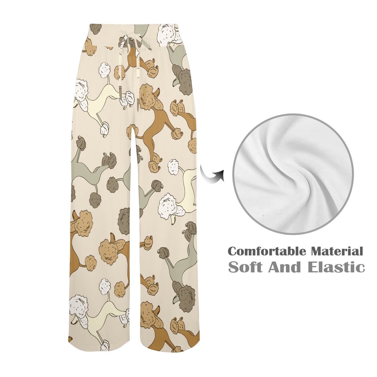 Poodle Pattern Print Design A01 Women's Wide Leg Lounge Pants
