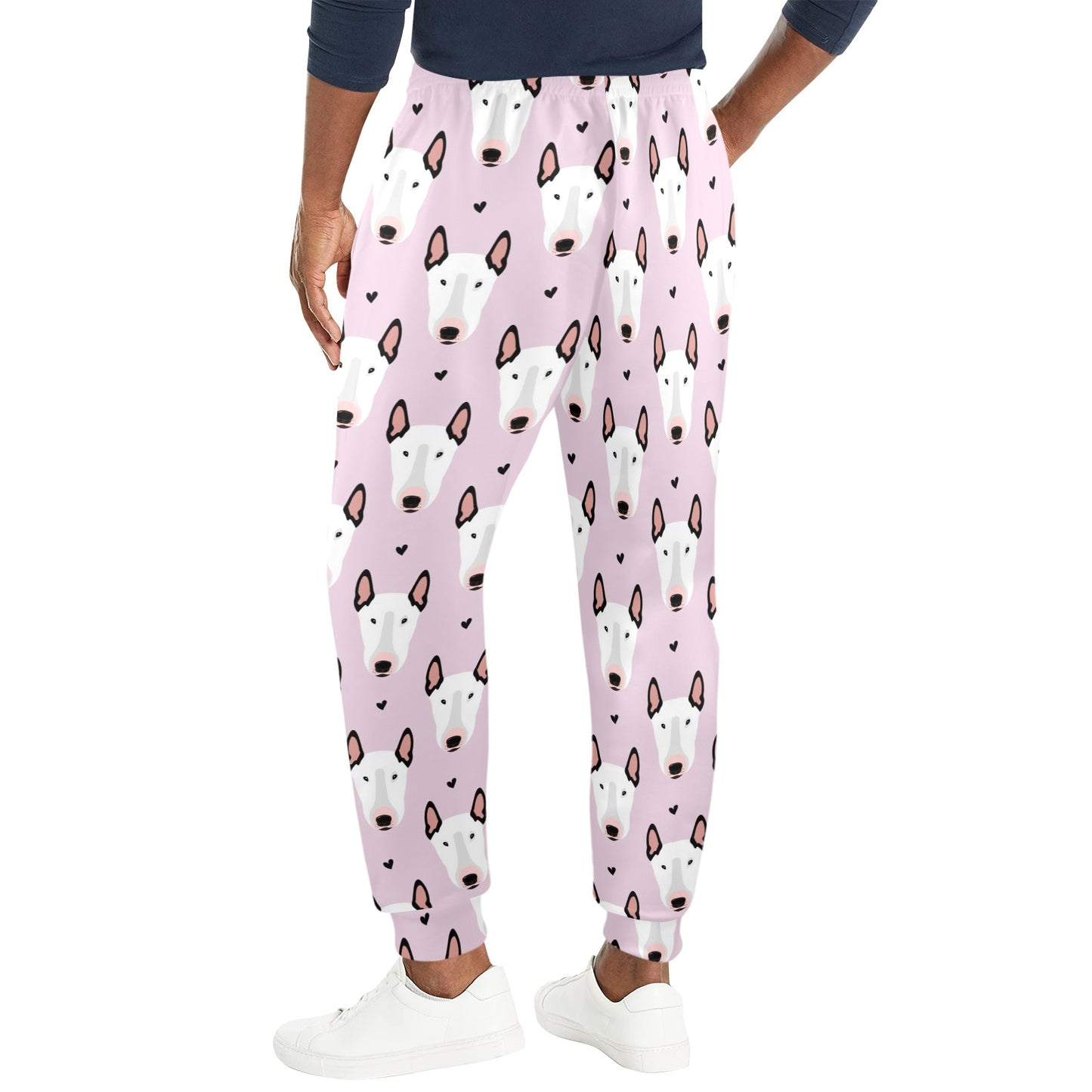 Bull Terrier Pink Print Pattern Men's Casual Track Pants