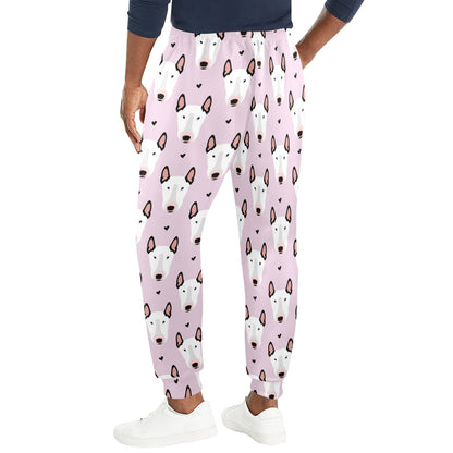Bull Terrier Pink Print Pattern Men's Casual Track Pants