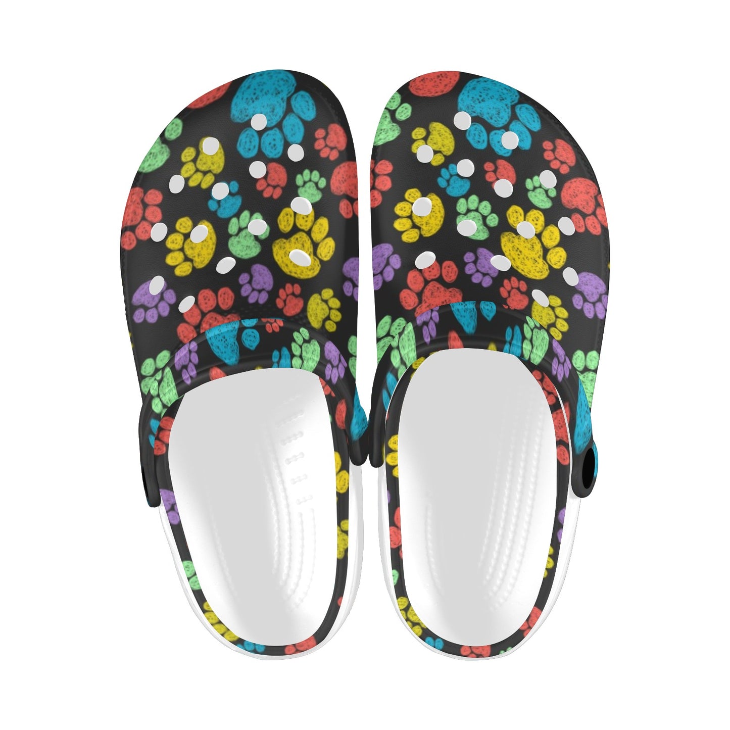 Paw Colorful Print Unisex Clogs Shoes