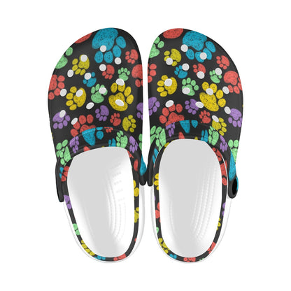 Paw Colorful Print Unisex Clogs Shoes