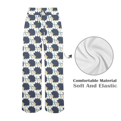 Hedgehog Print Design LKS401 Women's Wide Leg Lounge Pants