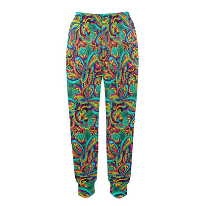 Psychedelic Trippy Floral Design Women's Casual Track Pants
