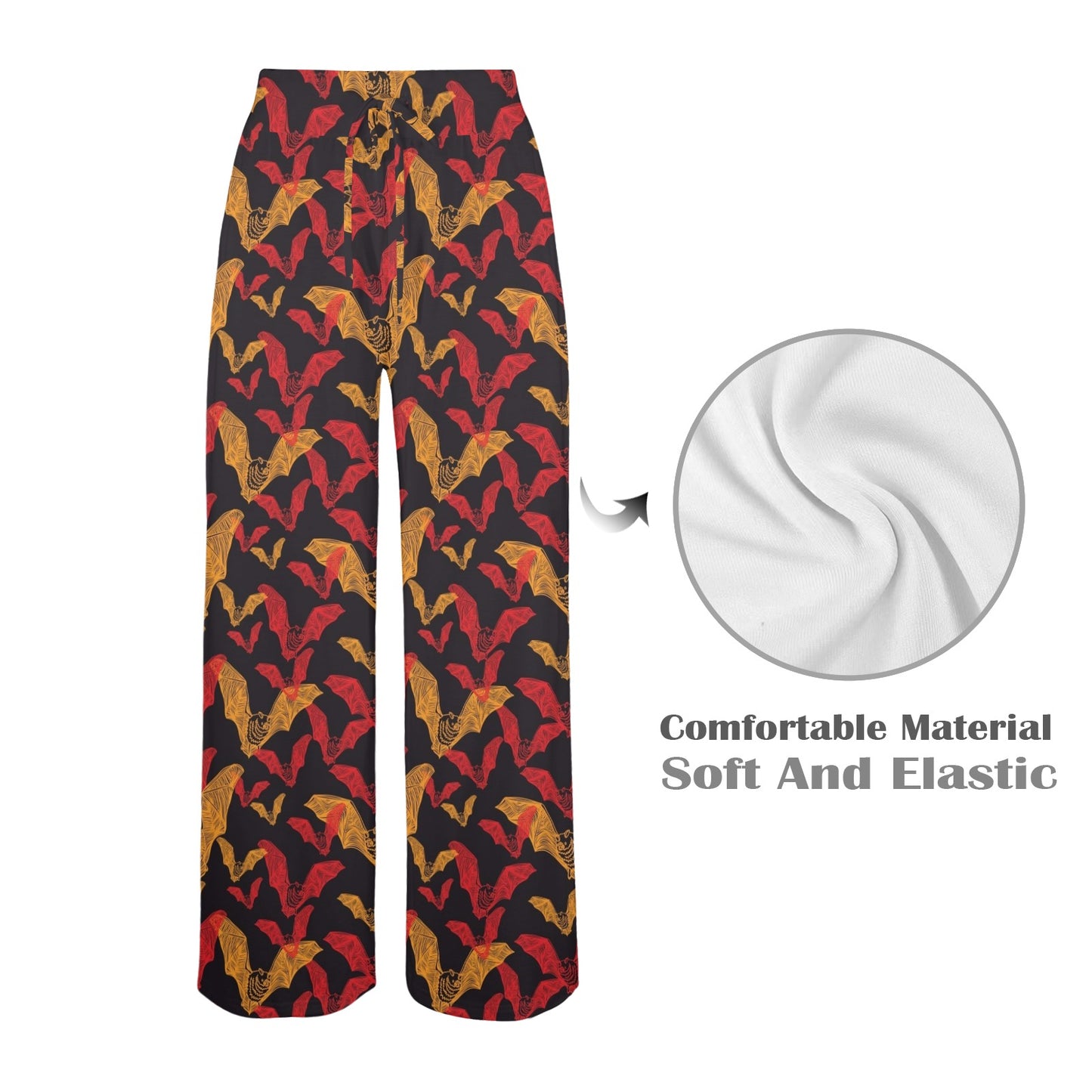 Bat Pattern Print Design 01 Women's Wide Leg Lounge Pants