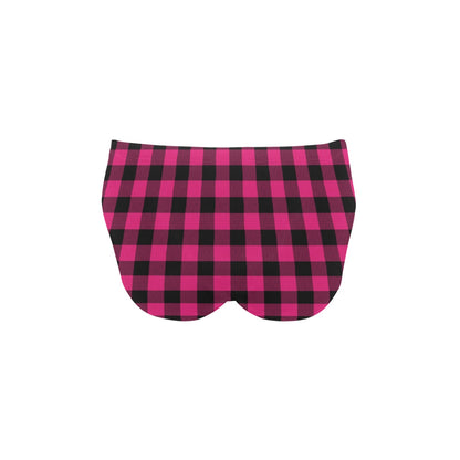 Pink Tartan Plaid Pattern Men's Swimming Briefs
