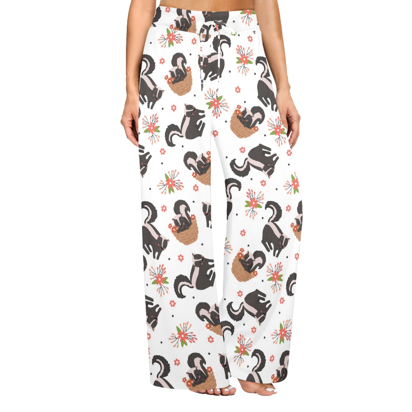 Skunk Print Design LKS304 Women's Wide Leg Lounge Pants