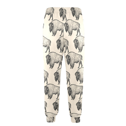 Bison Pattern Print Design 02 Men's Casual Track Pants