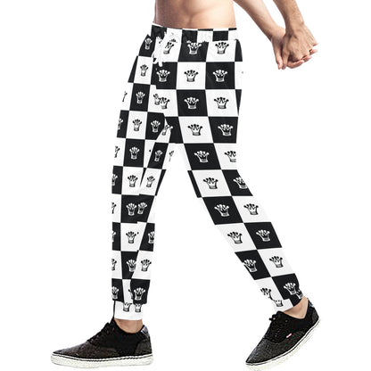 Checkered Flag Crown Pattern Men's Sweatpants