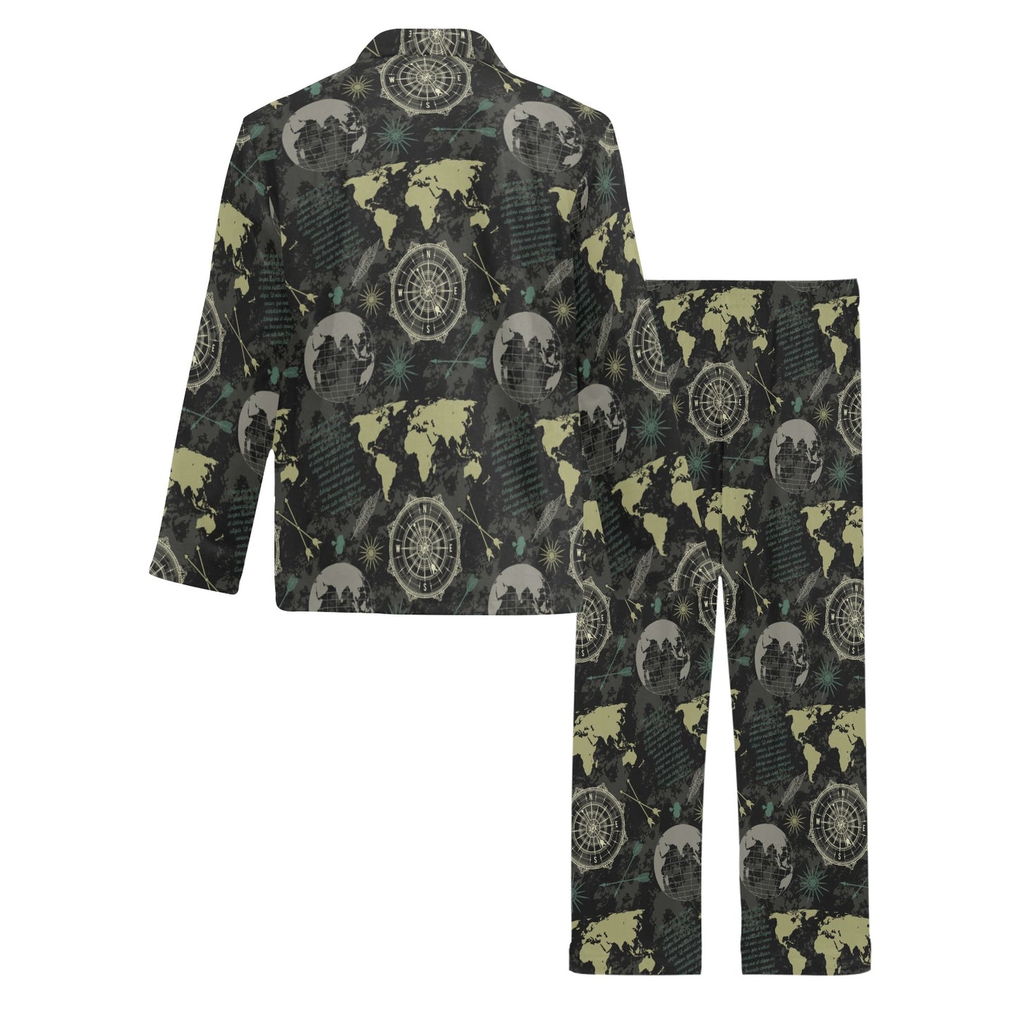 World Map Print Design LKS303 Men's Long Pajama Set