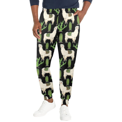 Llama Cactus Pattern Print Design 011 Men's Casual Track Pants